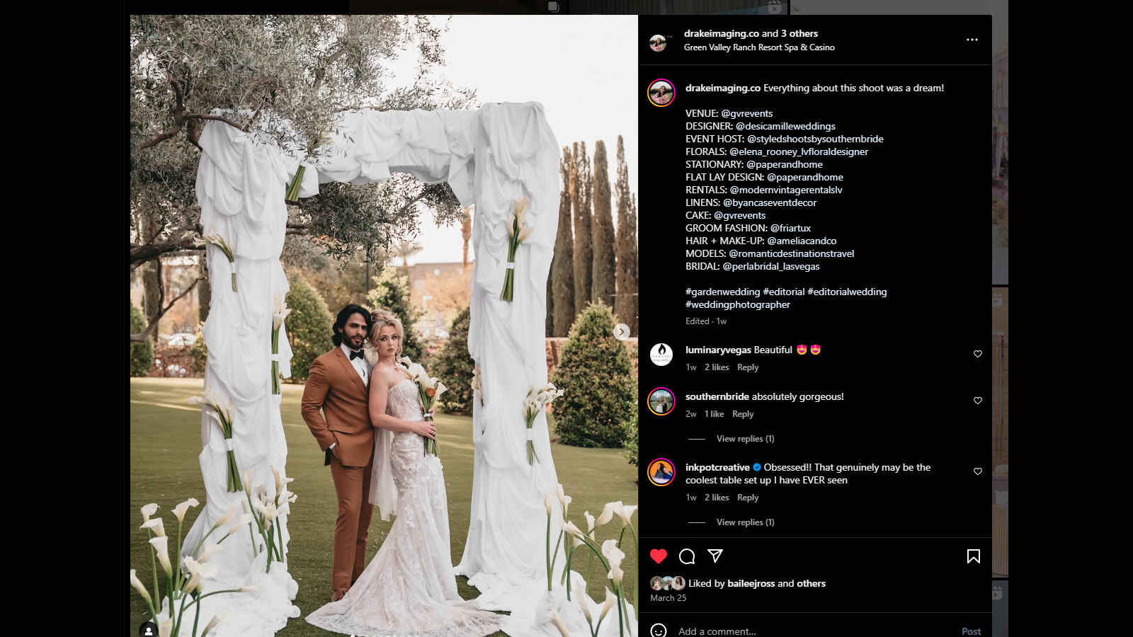 Styled Shoots by Southern Bride Instagram Sample