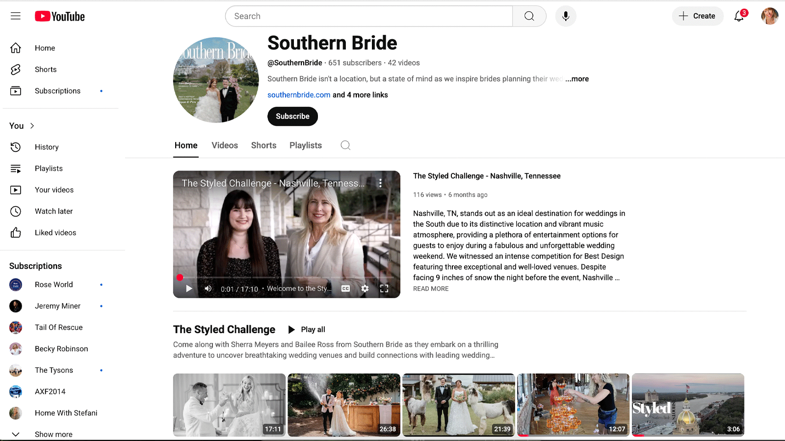 Southern Bride YouTube Channel